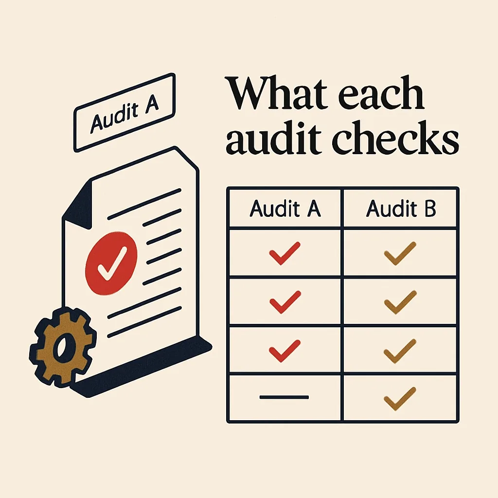 A comparison of what a traditional SEO audit checks versus an AI visibility audit.