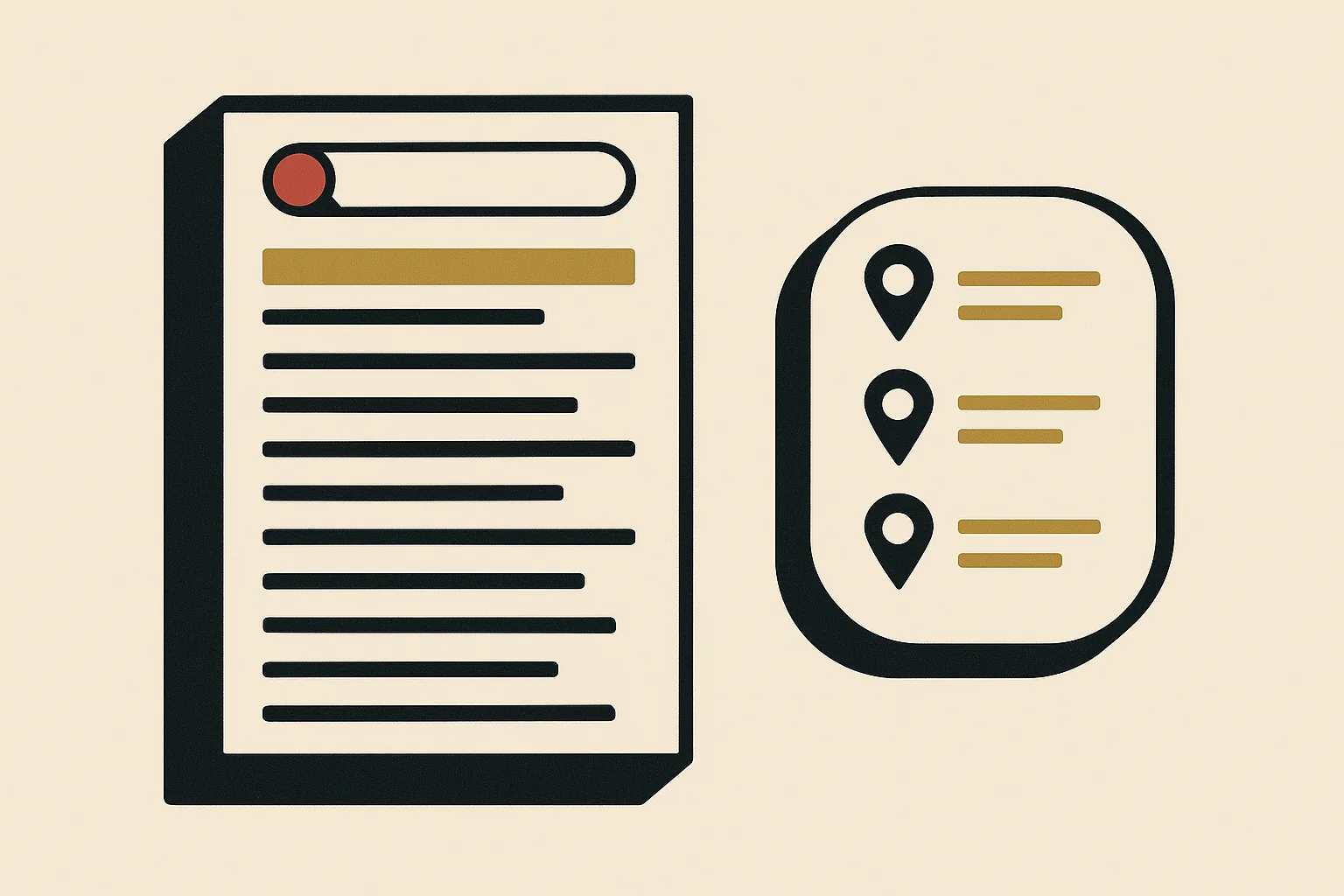 A side-by-side comparison of a Google list of links and a ChatGPT answer naming a few businesses.