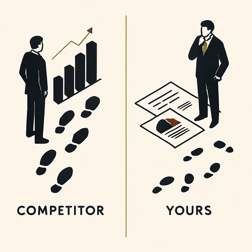 Two business footprints side by side, one consistent and one patchy.
