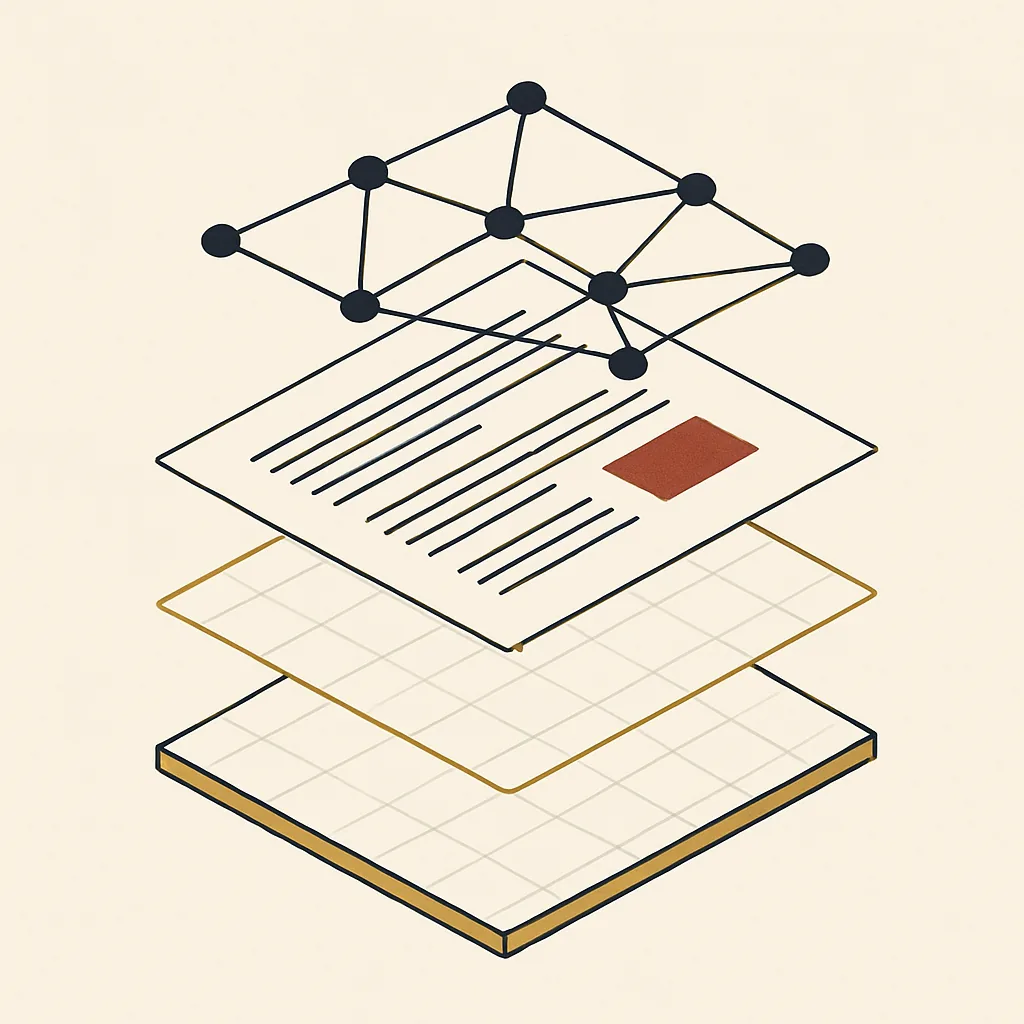 Three stacked layers showing site structure, content and AI trust signals for an accountancy practice.