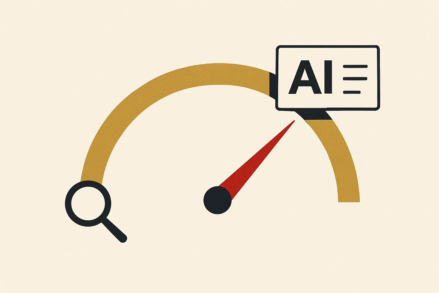 A visibility meter rising from a local search glyph to an AI answer card, showing a builder's presence increasing.