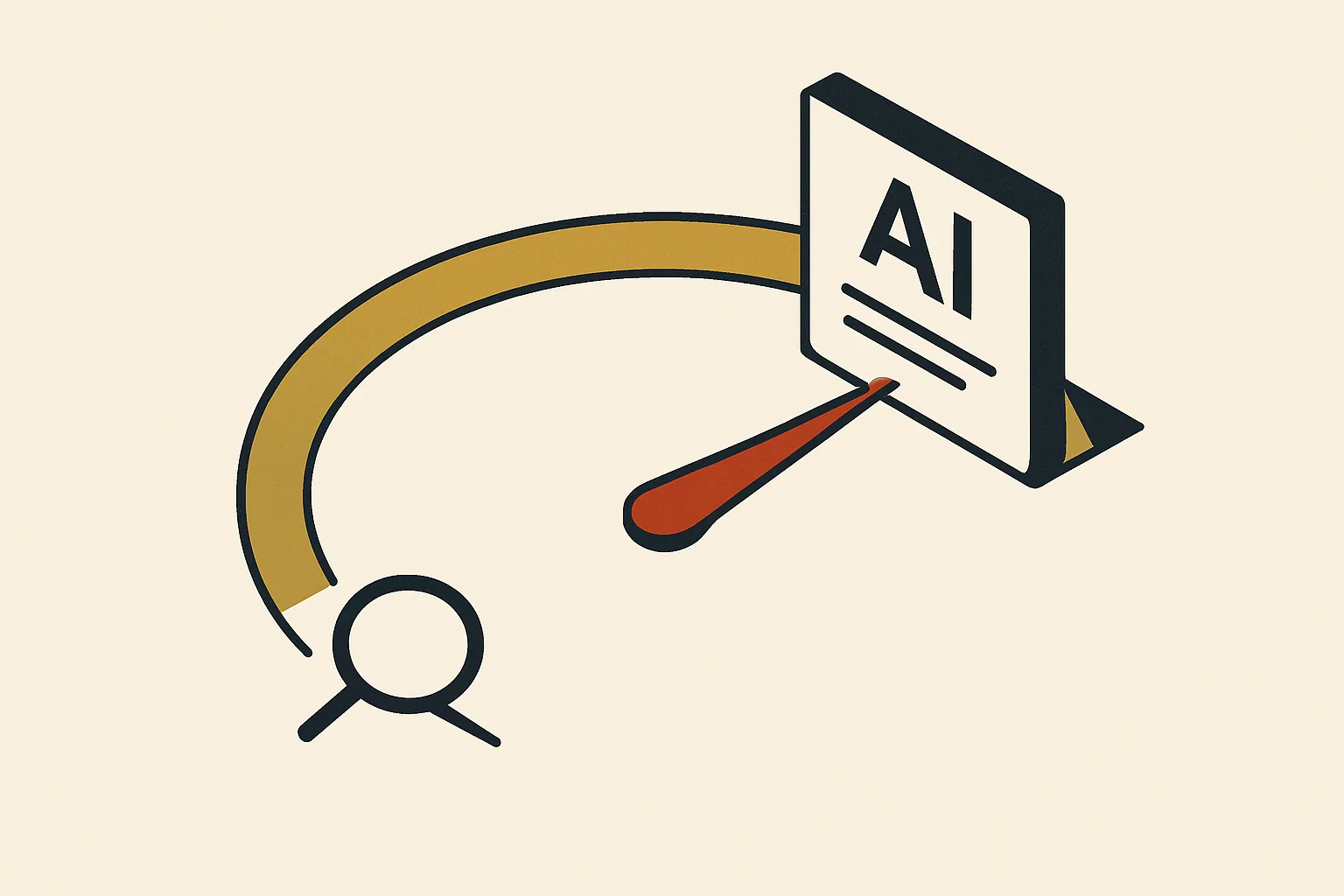 A visibility meter rising from search to AI, showing a charity's coverage improving.