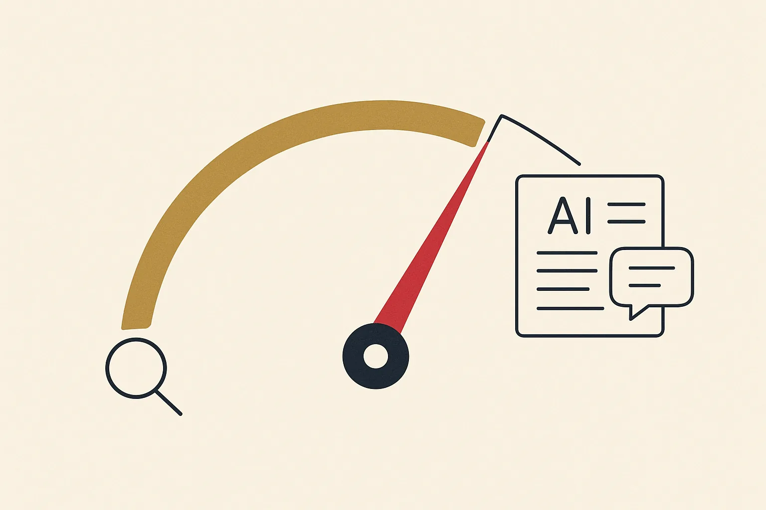 A visibility meter rising from search to an AI answer card for a construction company.