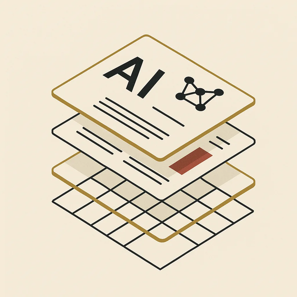 Three stacked layers showing site structure, content and AI trust signals for an ecommerce store.