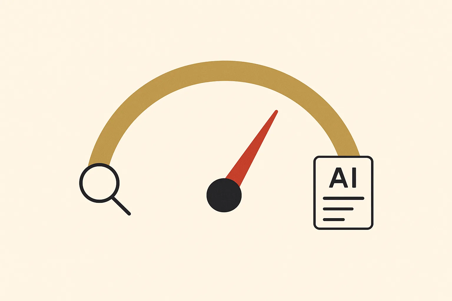 A visibility meter rising from search to an AI answer card for an ecommerce store.