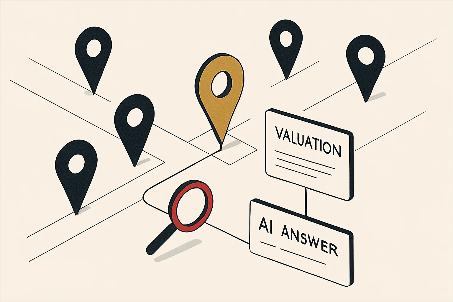 A local property map where one estate agent is the named, visible choice for valuations.
