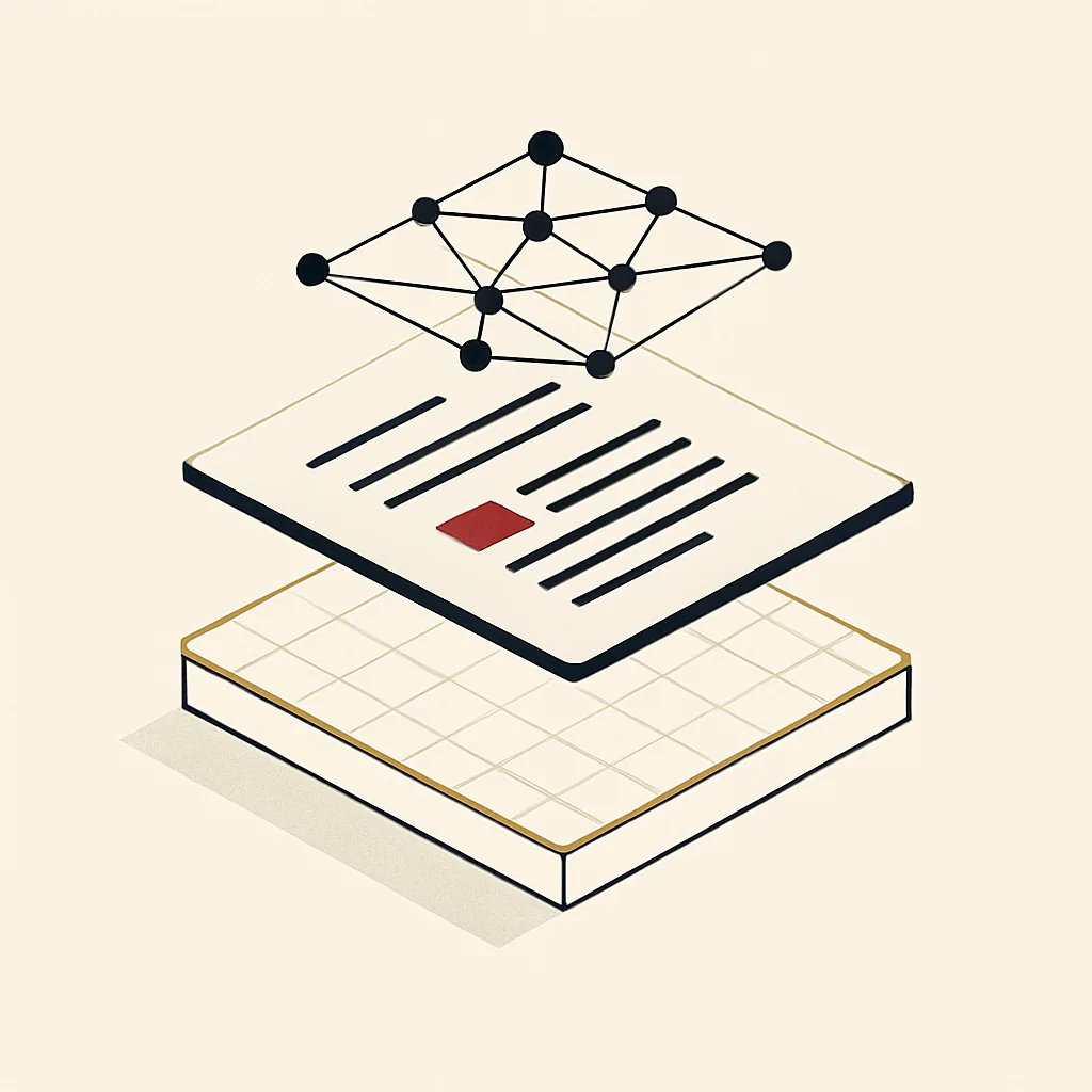 Three stacked layers showing site structure, content and AI trust signals for an estate agency.
