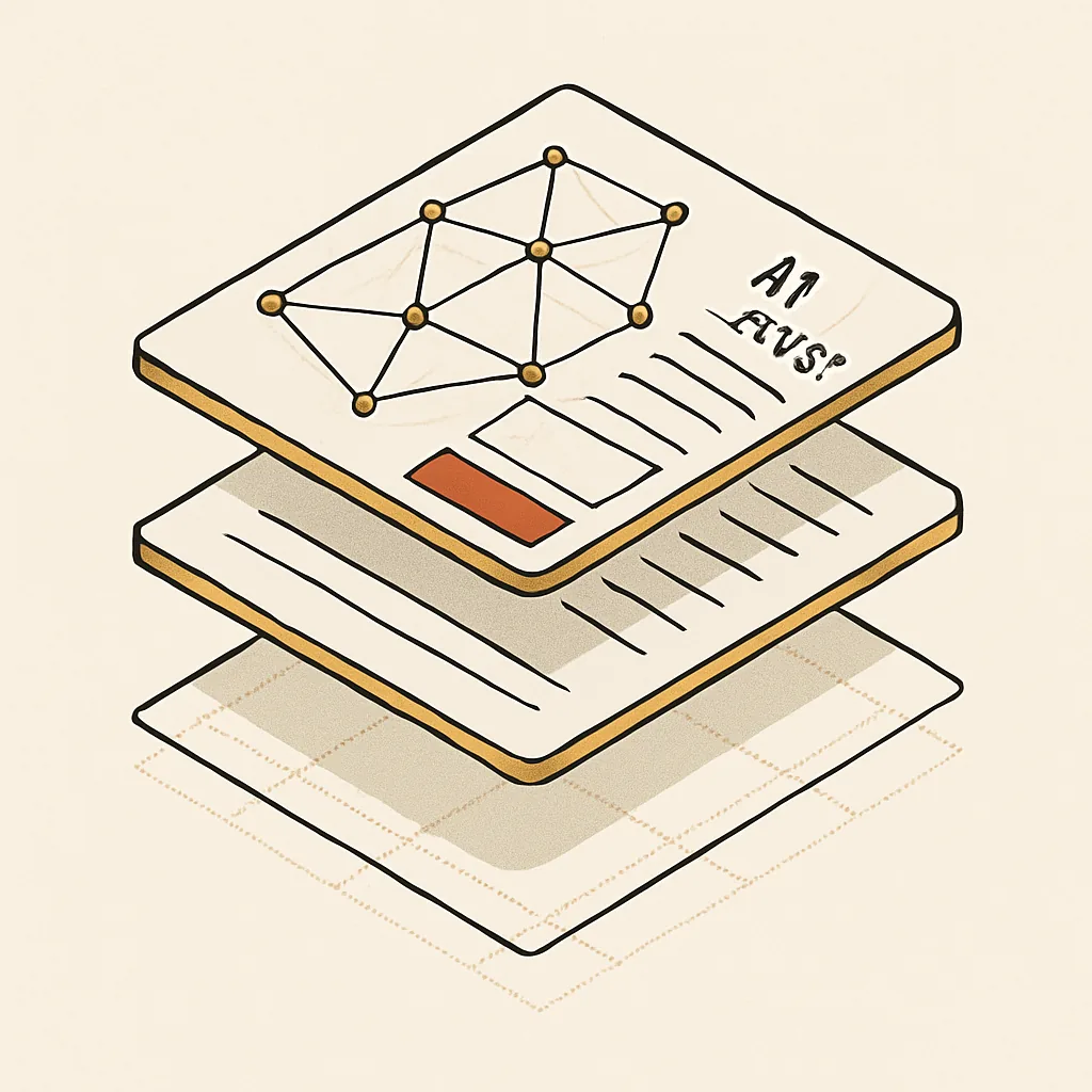 Three stacked layers showing site structure, content and AI trust for a hotel.