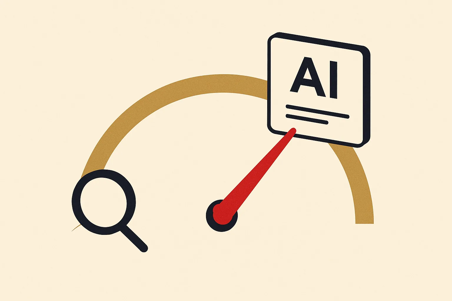 A visibility meter rising from search to an AI answer card for an IT company.