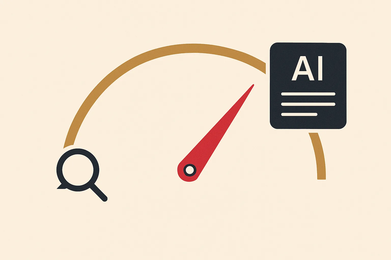 A visibility meter rising from search to an AI answer card for a manufacturer.