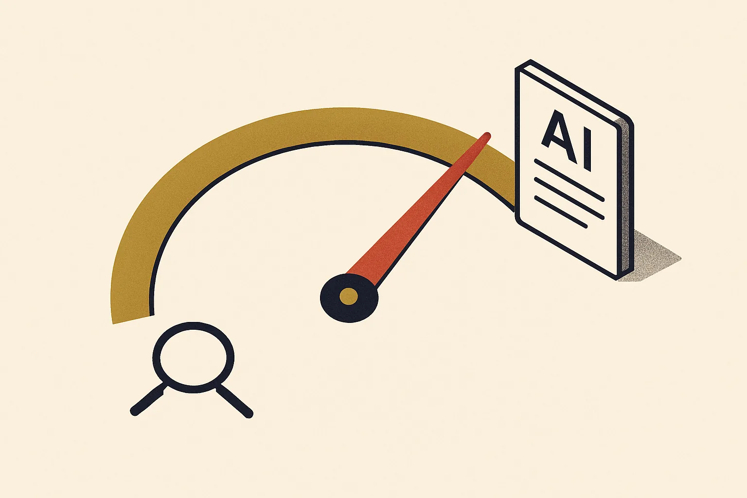 A visibility meter rising from a search icon to an AI icon for a mortgage broker.