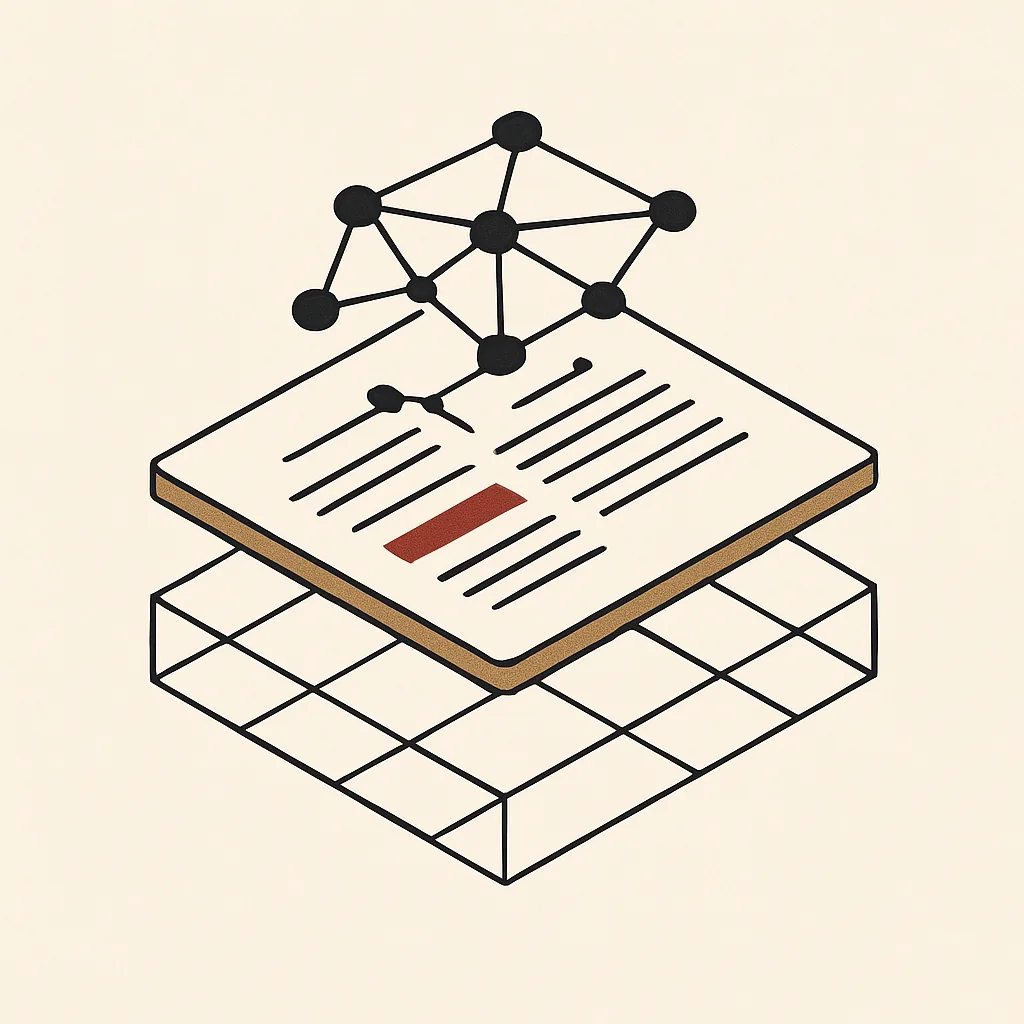 Three stacked layers showing site structure, content and AI trust for a mortgage broker.