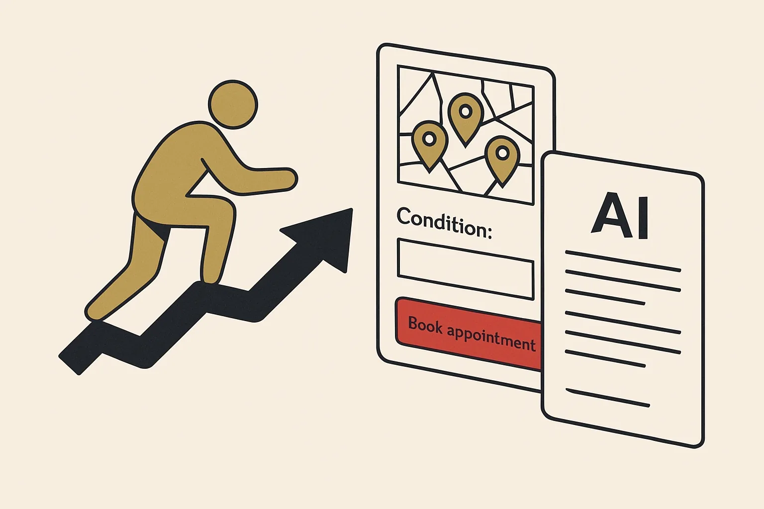 A physiotherapy clinic surfaced for conditions and injuries across search and AI.