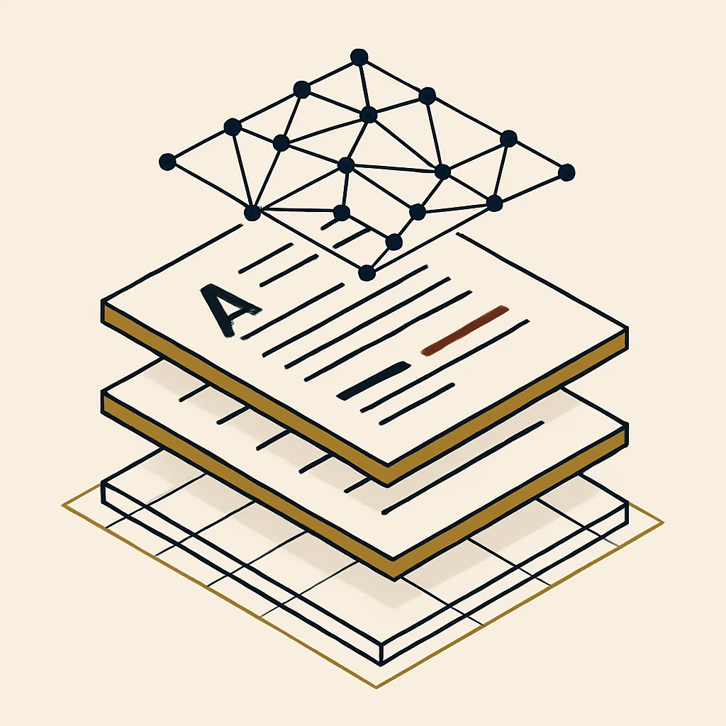 Three stacked layers showing site structure, content and AI trust for a private clinic.