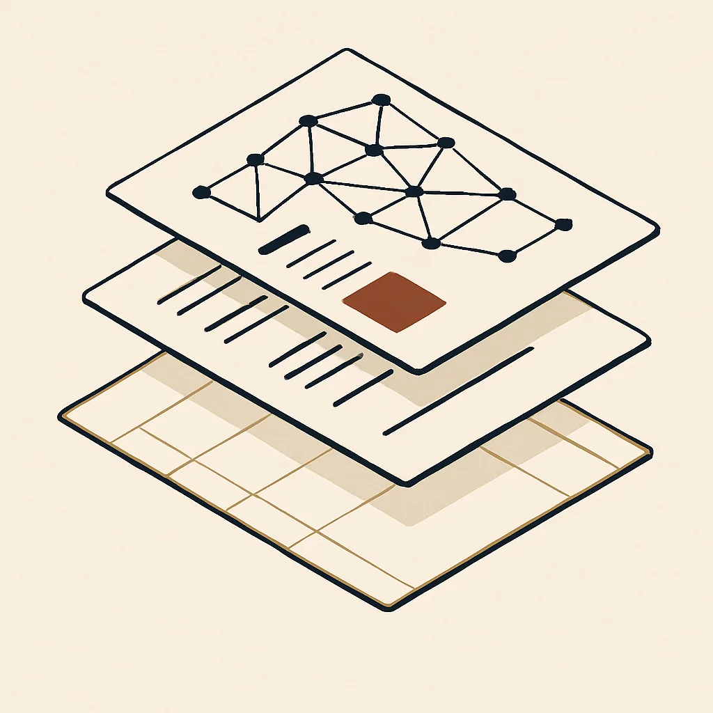 Three stacked layers showing site structure, content and AI trust for a recruitment agency.