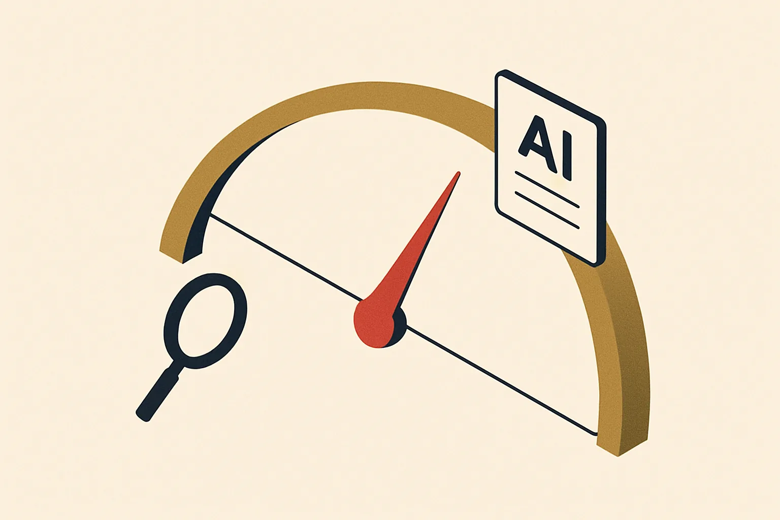 A semicircular visibility meter rising from a search icon to an AI icon, showing a restaurant's discoverability increasing.