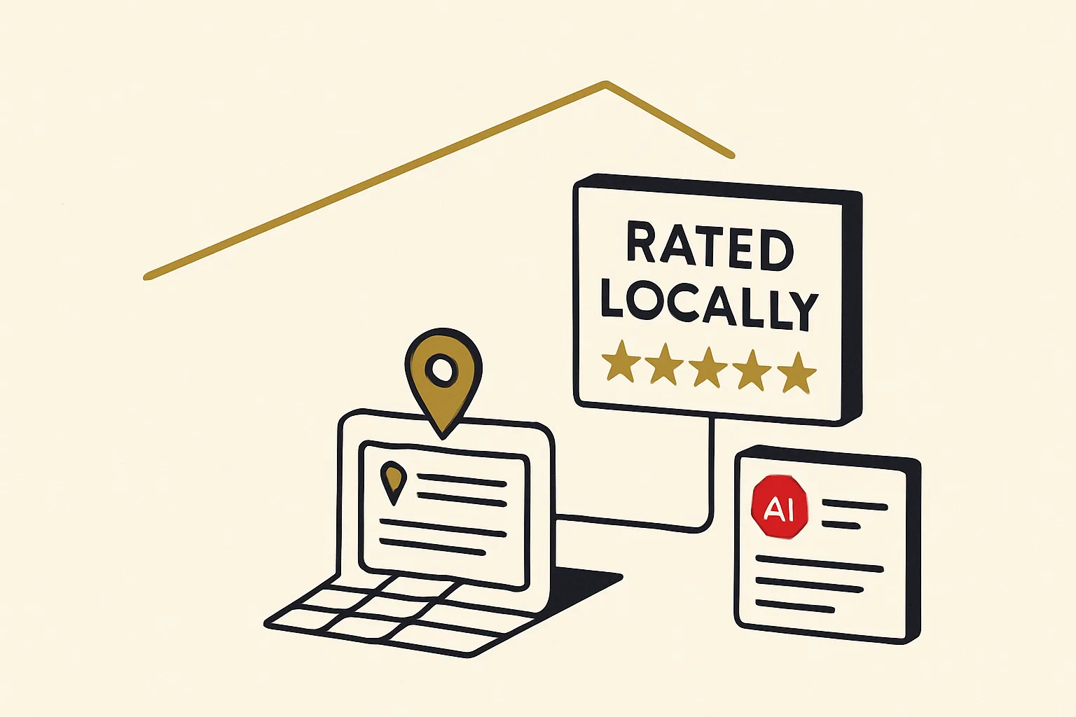A roofer shown as the named local choice for urgent and planned work across search and AI.
