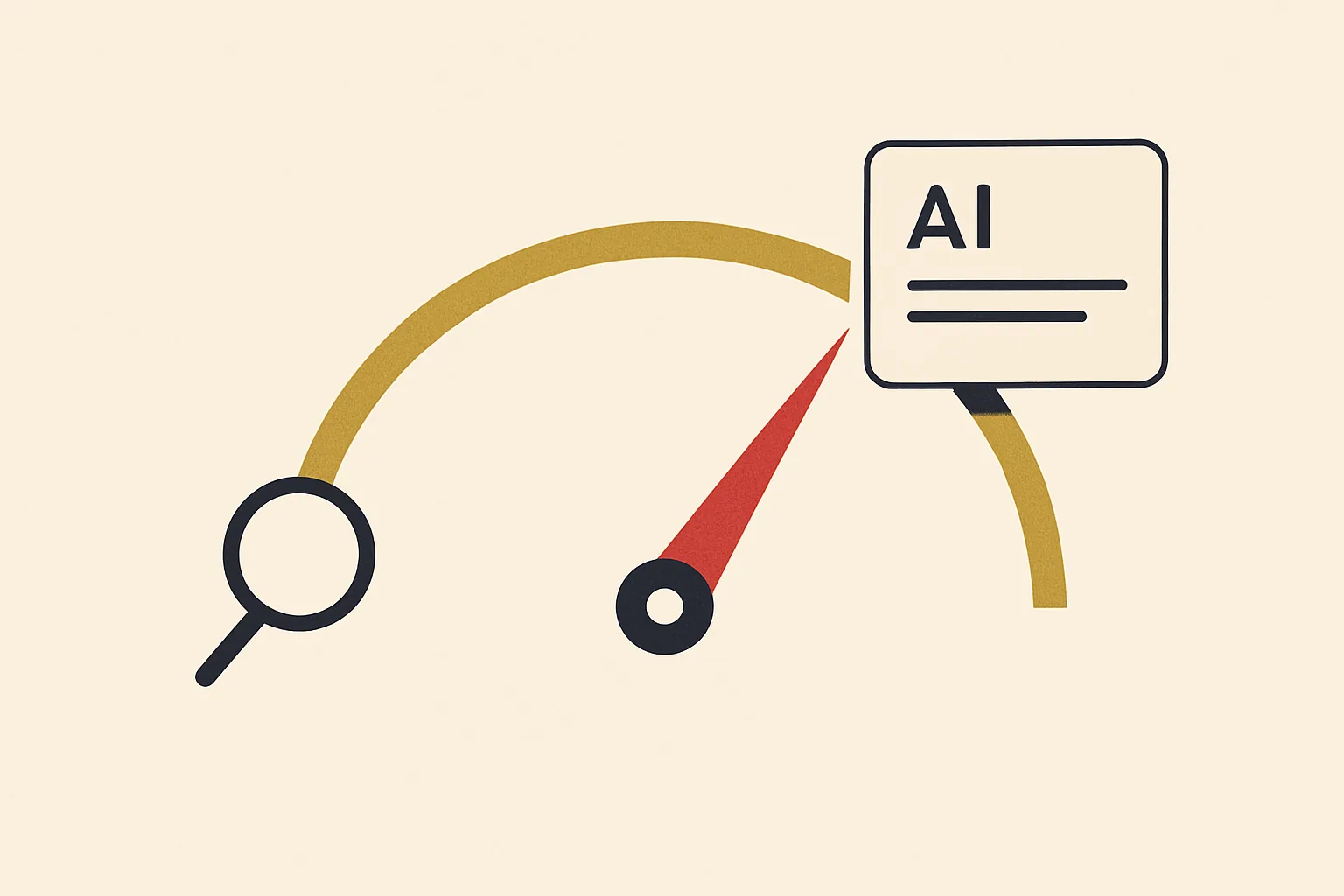 A visibility meter rising from search to an AI answer card for a roofing business.