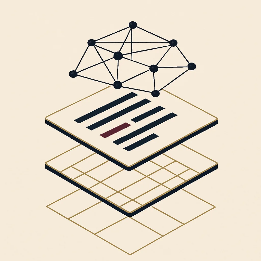 Three stacked layers showing site structure, content and AI trust that determine local visibility.