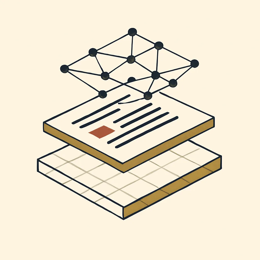 Three stacked layers showing site structure, content and AI trust signals for a startup.
