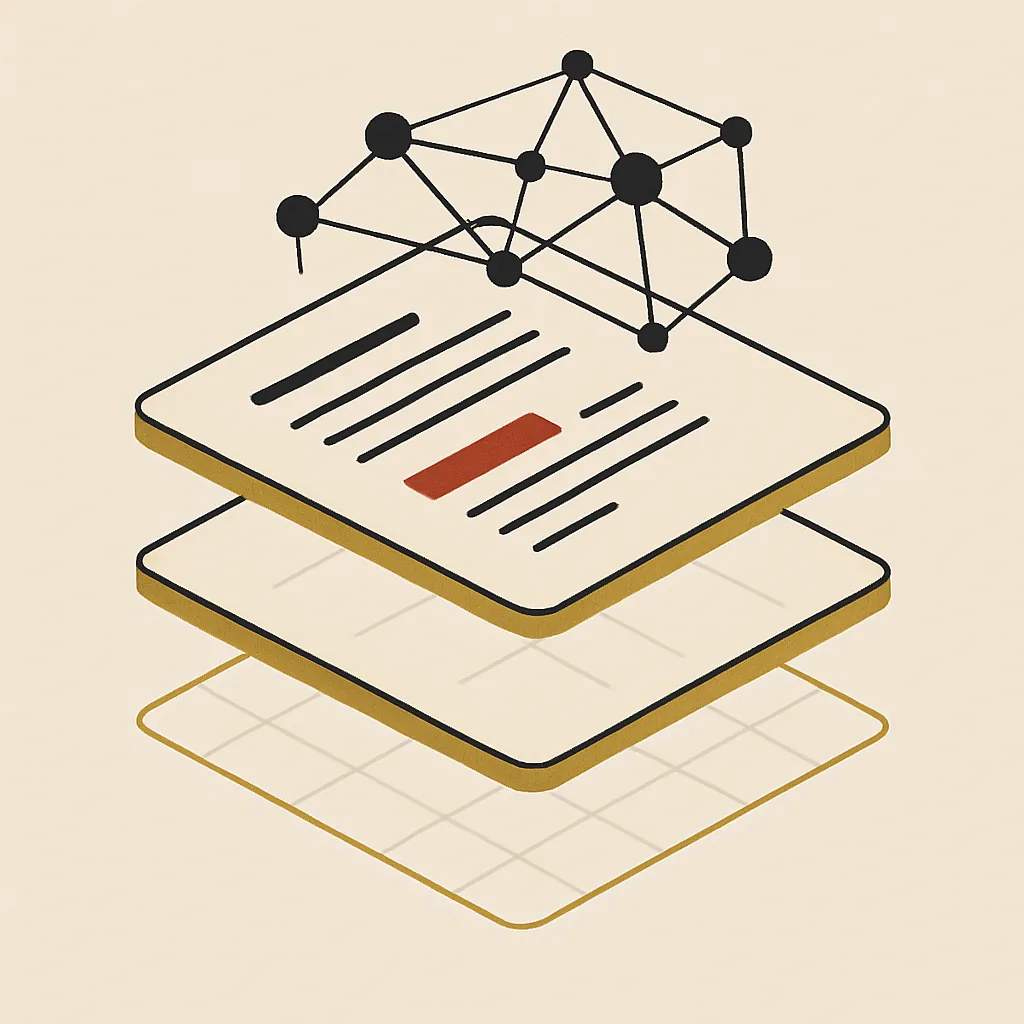 Three stacked layers showing site structure, content and AI trust for a therapy practice.