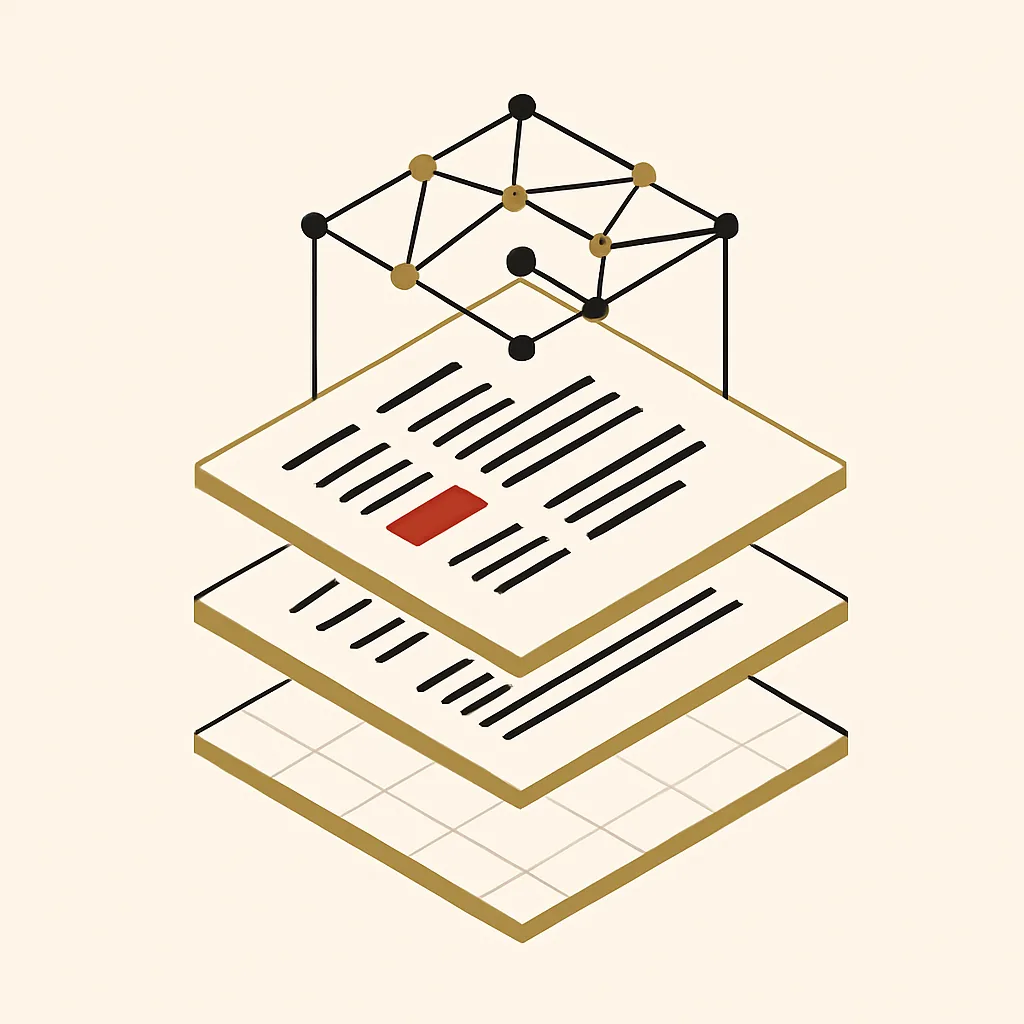 Three stacked layers showing site structure, content and AI trust signals for a trades business.